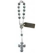 Imitation Glass Decade Rosary Grey with Murano Cross Boxed