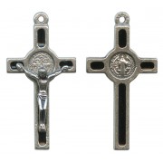 St.Benedict Mignon Metal Crucifix Black Silver Plated cm.2.5- 1"