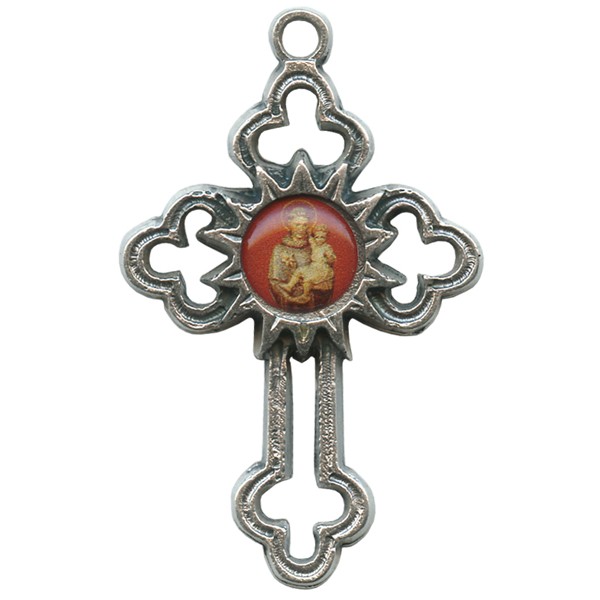 St.Anthony Oxidized Metal Cross mm.40 - 1 1/2" - MONTICELLI