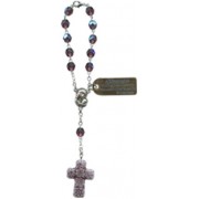 Crystal Decade Rosary Aurora Borealis 6mm Amethyst with Murano Cross Boxed