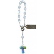 Imitation Mother of Pearl Decade Auto Rosary with Murano Cross Boxed