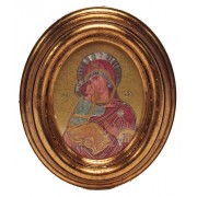 Mother and Child Gold Leaf Oval Picture cm.12.5x10.5- 5"x4 1/4"