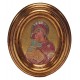 Mother and Child Gold Leaf Oval Picture cm.12.5x10.5- 5"x4 1/4"