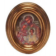 Icon Holy Family Gold Leaf Oval Picture cm.12.5x10.5- 5"x4 1/4"