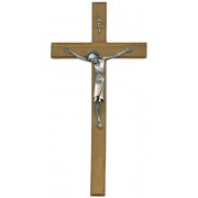 Olive Wood Crucifix Silver Plated Corpus cm.25- 9 3/4"