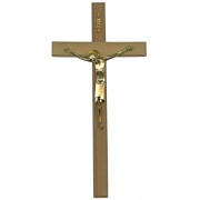 Olive Wood Crucifix Gold Plated Corpus cm.25- 9 3/4"