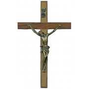 Olive Wood Crucifix Bronze Plated Corpus cm.16- 6 1/4"