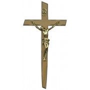 Olive Wood Crucifix Gold Plated Corpus cm.20- 8"