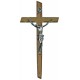 Crucifix en bois d'olivier avec de l'argent plaqué corps cm.20-8"