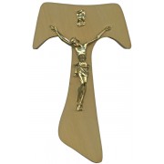 Olive Wood Crucifix Gold Plated Corpus cm.17- 6 3/4"