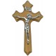Olive Wood Crucifix Silver Plated Corpus cm.10- 4"