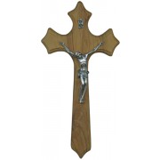 Olive Wood Crucifix Silver Plated Corpus cm.29- 11 1/2"