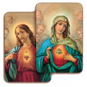 Sacred Heart of Jesus/ Immaculate Heart of Mary 3D Bi-Dimensional Cards cm.5.5x8.2- 2 1/8"x 3 1/4"