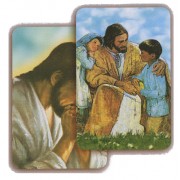 Jesus Praying with Children 3D Bi-Dimensional Cards cm.5.5x8.2- 2 1/8"x 3 1/4"