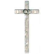 Imitation Mother of Pearl Wedding Cross SIlver Plated Rings cm.21-8"