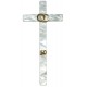 una cruz para el aniversario de los 50 años de imitación nácar con anillos plateados oro cm.21-8"