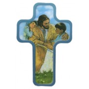Jesus with Children Cross Fridge Magnet cm.4x6 - 2 1/2"x 4 1/4"