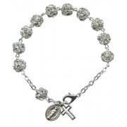 Strass Rosary Bracelet Crystal Silver Plated mm.8