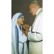 Holy card of Mother Theresa and Pope John Paul cm.7x12- 2 3/4"x 4 3/4"