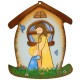 Jesus and Child House Shaped Plaque cm.10.5x12.5 - 4"x5"