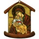 Icon Mother and Child House Shaped Plaque cm.10.5x12.5 - 4"x5"