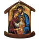 La plaque en forme de maison avec la famille sainte icône cm.10.5x12.5- 4 "x5"
