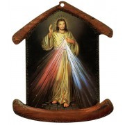 La plaque en forme de maison avec la Divine Miséricorde cm.10.5x12.5- 4 "x5"