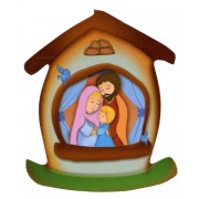 Holy Family House Shaped Magnet cm.5.5x6.6- 2 1/4"x 2 5/8"