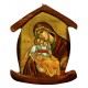 Imán con forma de casa con el icono de la Madre y el Niño cm.5.5x6.6 - 2 1/4 "x 2 5/8"