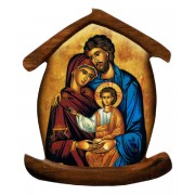 Aimant en forme de maison avec l'icône sainte famille cm.5.5x6.6 - 2 1/4 "x 2 5/8"