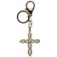 Cross Key Chain/ Purse Charm Gold Plated with Clear Crystals cm.13 - 5 1/8"