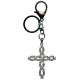 Cross Key Chain/ Purse Charm Silver Plated with Clear Crystals cm.13 - 5 1/8"