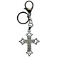Clave de cadena / encanto bolso de una cruz de plata chapado con cristales claros cm.13 - 5 1/8"