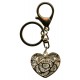Porte-clé / charme de sac d'un coeur est plaqué argent avec cristaux clairs cm.9.5- 3 3/4"