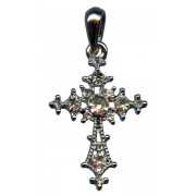 Croix pendentif en argent plaqué avec cristaux clairs cm.3-1 1/8"