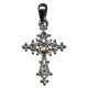 Croix pendentif en argent plaqué avec cristaux clairs cm.3-1 1/8"