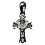 Silver Plated Cross Pendant with Clear Crystals cm.2.5- 1"