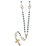 Real Hematite Wedding Rosary Gold Plated mm.6