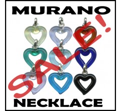 Murano Venetian Glass Hearts on Necklace