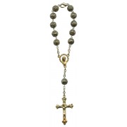 Década del rosario con el oro plateado perlas sólidas