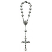 Silver Plated Solid Decade Auto Rosary mm.6