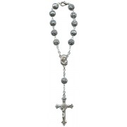 Silver Plated Solid Decade Auto Rosary mm.8