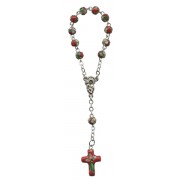 Décennie Rosaire avec des perles en cloisonné en rouge