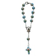 Décennie Rosaire avec des perles en cloisonné en la couleur de aqua