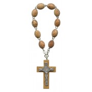Carved Olive Wood Decade Rosary with St.Benedict Cross