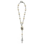White Wood Decade Rosary with a Clasp