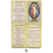Devine Mercy Prayer Card with Small Medal cm.8.5x 5.5 - 3 1/4"x 2 1/4" 