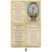 Fatima Prayer Card with Small Medal cm.8.5x 5.5 - 3 1/4"x 2 1/4" 