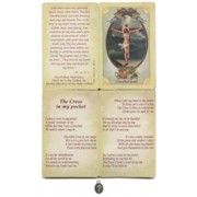 Jesus Crucified Prayer Card with Small Medal cm.8.5x 5.5 - 3 1/4"x 2 1/4" 