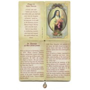 St.Therese Prayer Card with Small Medal cm.8.5x 5.5 - 3 1/4"x 2 1/4" 